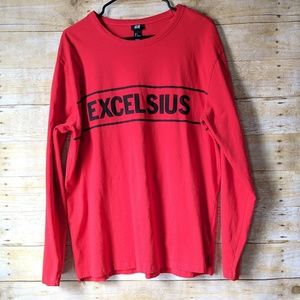 H&M | "Excelsius" Red L/S Tee | MENS | L